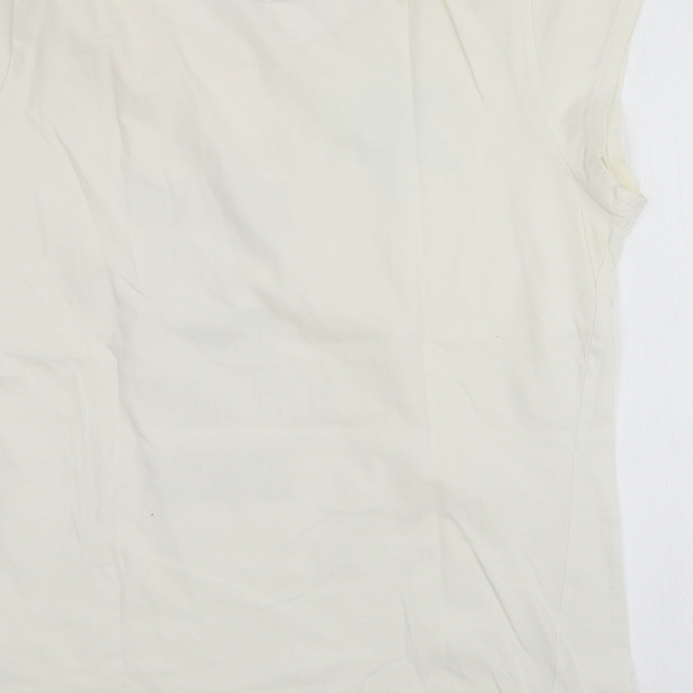 Niren Womens White Basic T-Shirt Size 14