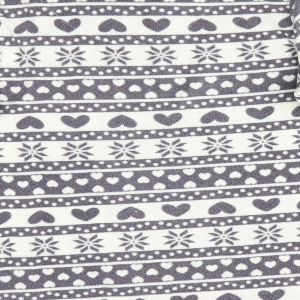 M&Co Womens Grey Striped Pyjama Top Size 10 - Heart & Stars Print