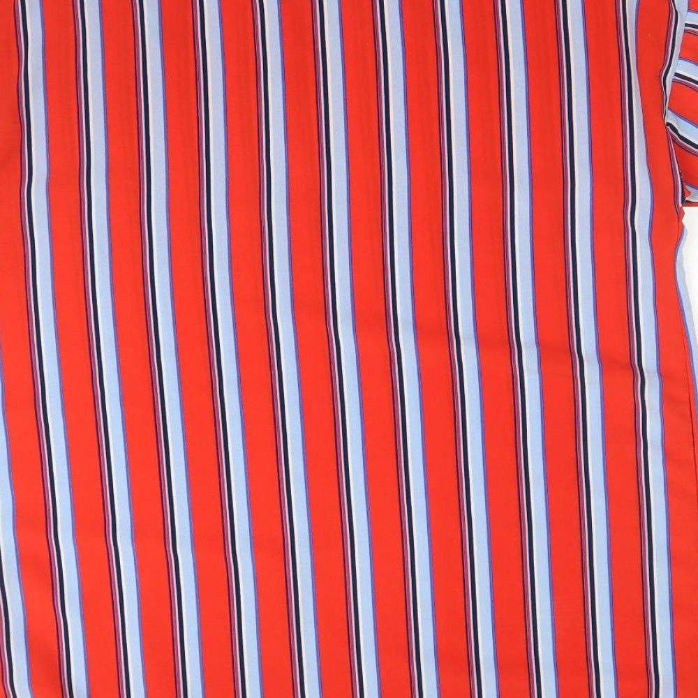 DIFFUSE Womens Multicoloured Striped Basic T-Shirt Size 10