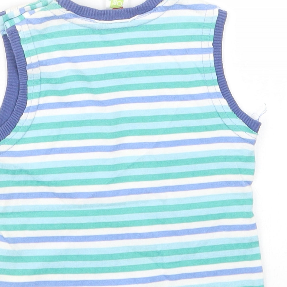 Miobic Boys Blue Striped Basic T-Shirt Size 0-3 Months