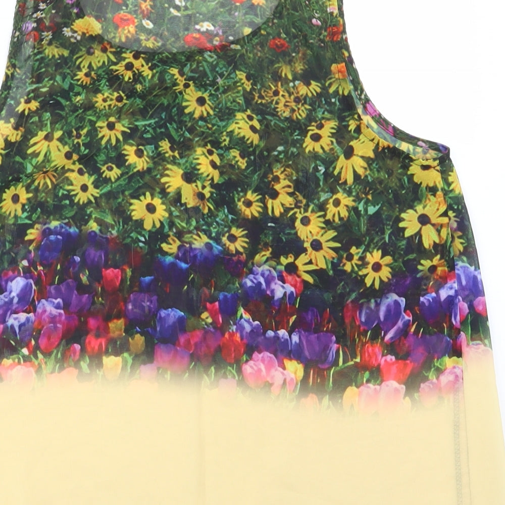 Neon Rose Womens Yellow Floral Basic Tank Size 8