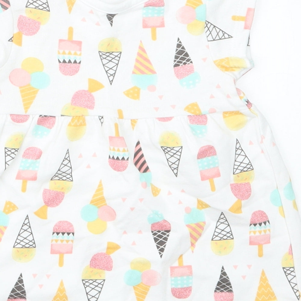 Nutmeg Girls White Geometric T-Shirt Dress Size 3-6 Months