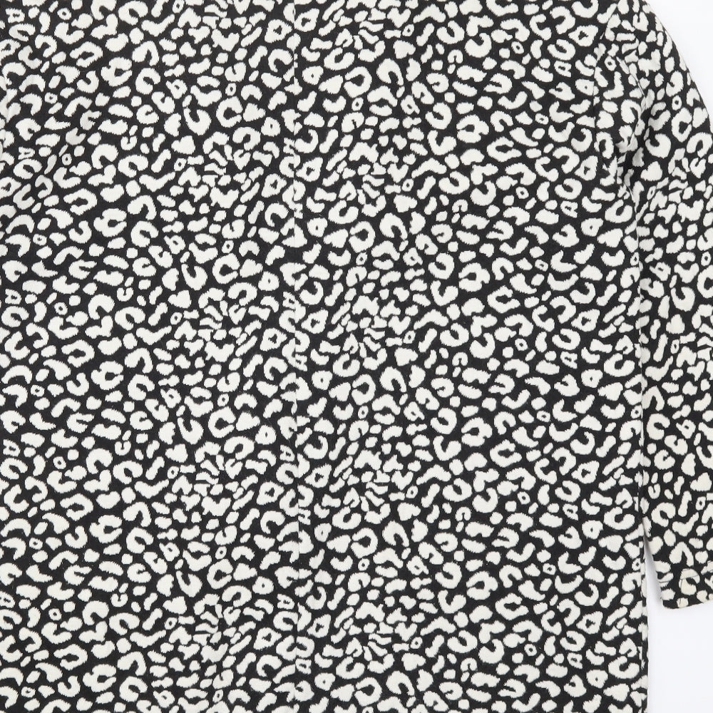 M&Co Womens Black Animal Print Jacket Size 14 - Black and White