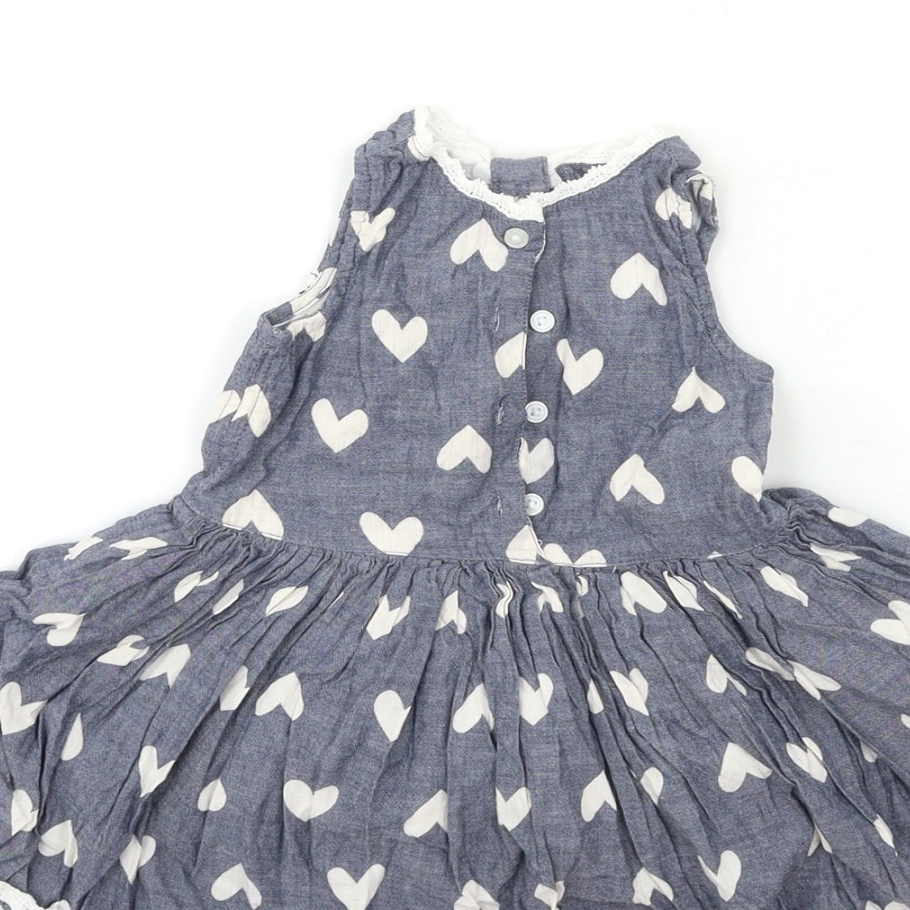 Yound Dimension Baby Blue Polka Dot Fit & Flare Size 12 Months