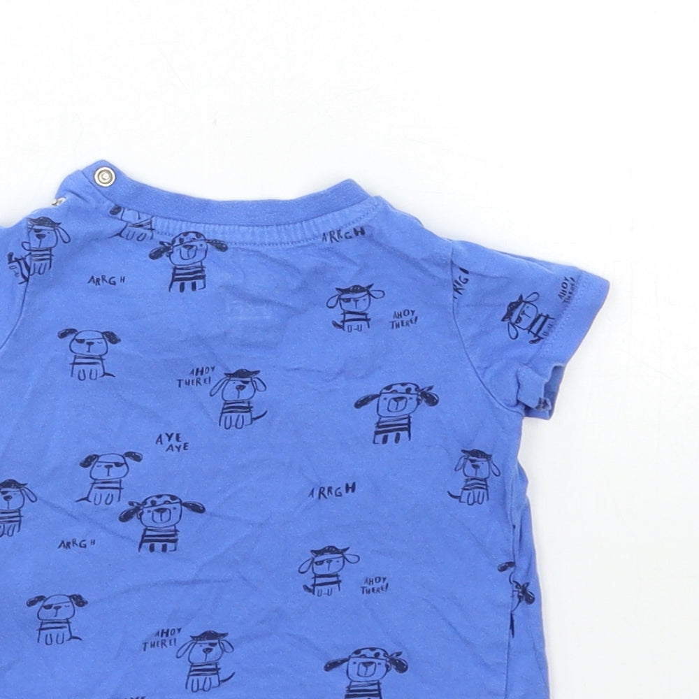 F&F Baby Blue Geometric Basic T-Shirt Size 6-9 Months - Dog