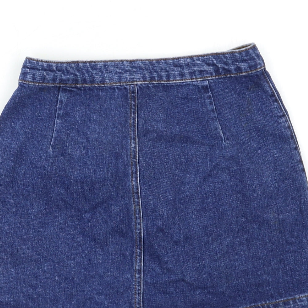 Topshop Womens Blue Denim Mini Skirt Size 25 in