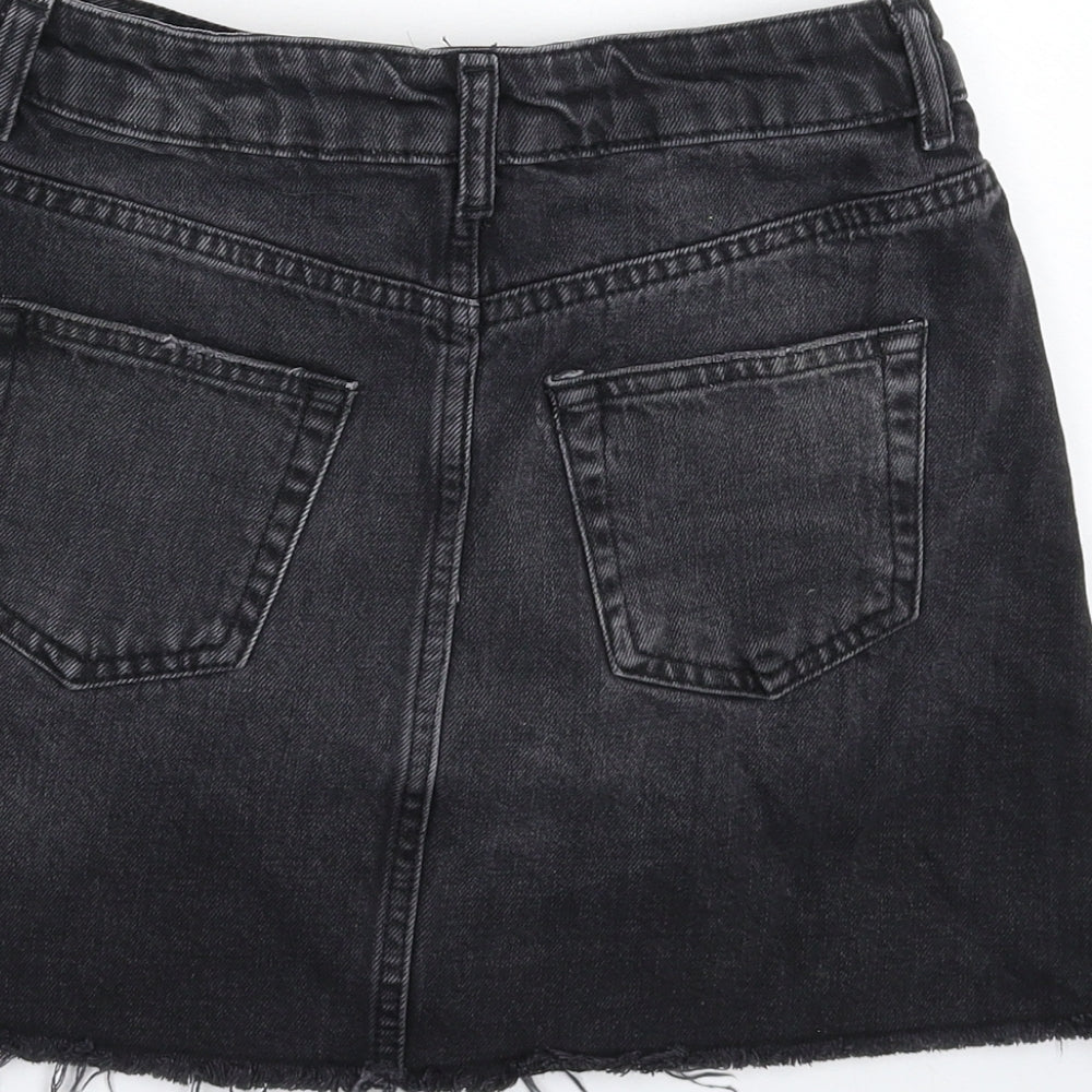 Topshop Womens Black Denim A-Line Skirt Size 6