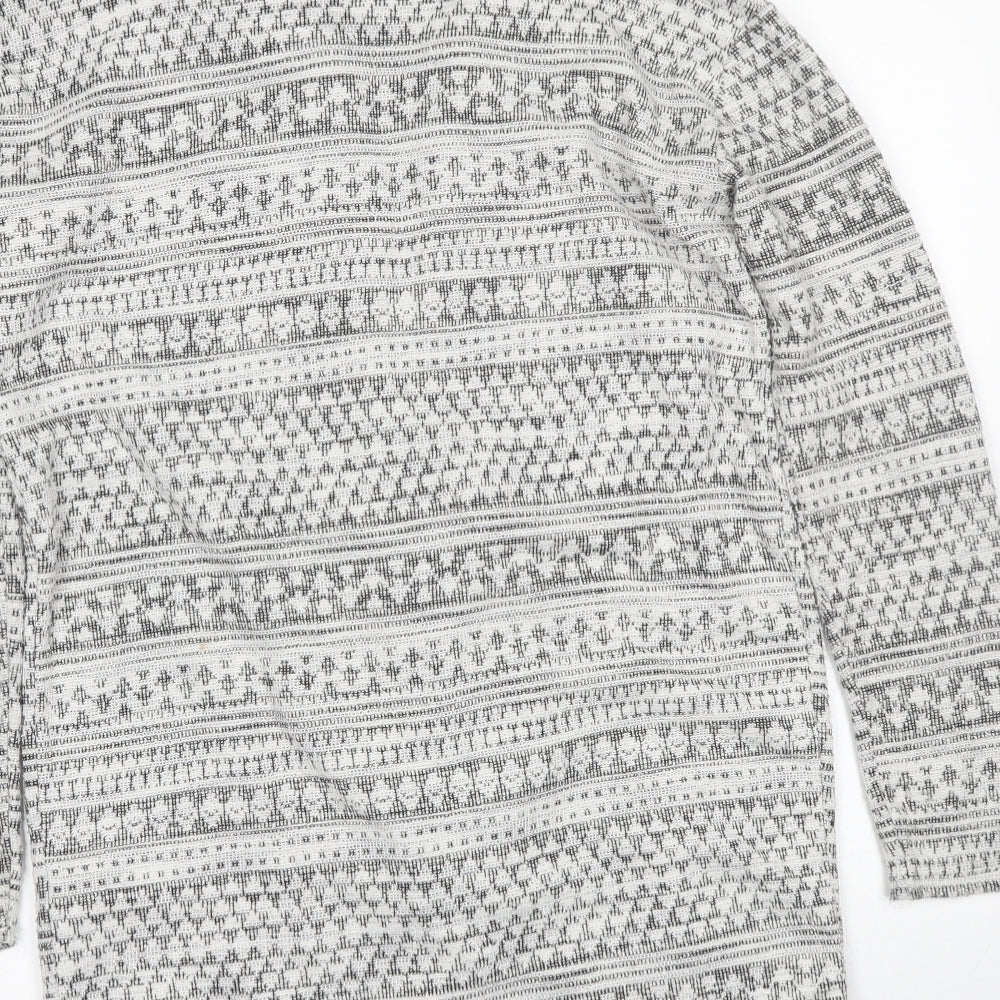 New Look Womens White Fair Isle Cardigan Jumper Size 8