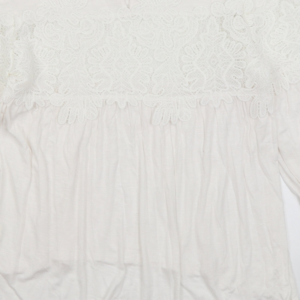 Advia Womens White Basic Blouse Size S