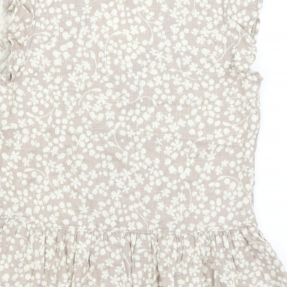 NEXT Womens Grey Floral Basic Button-Up Size 8