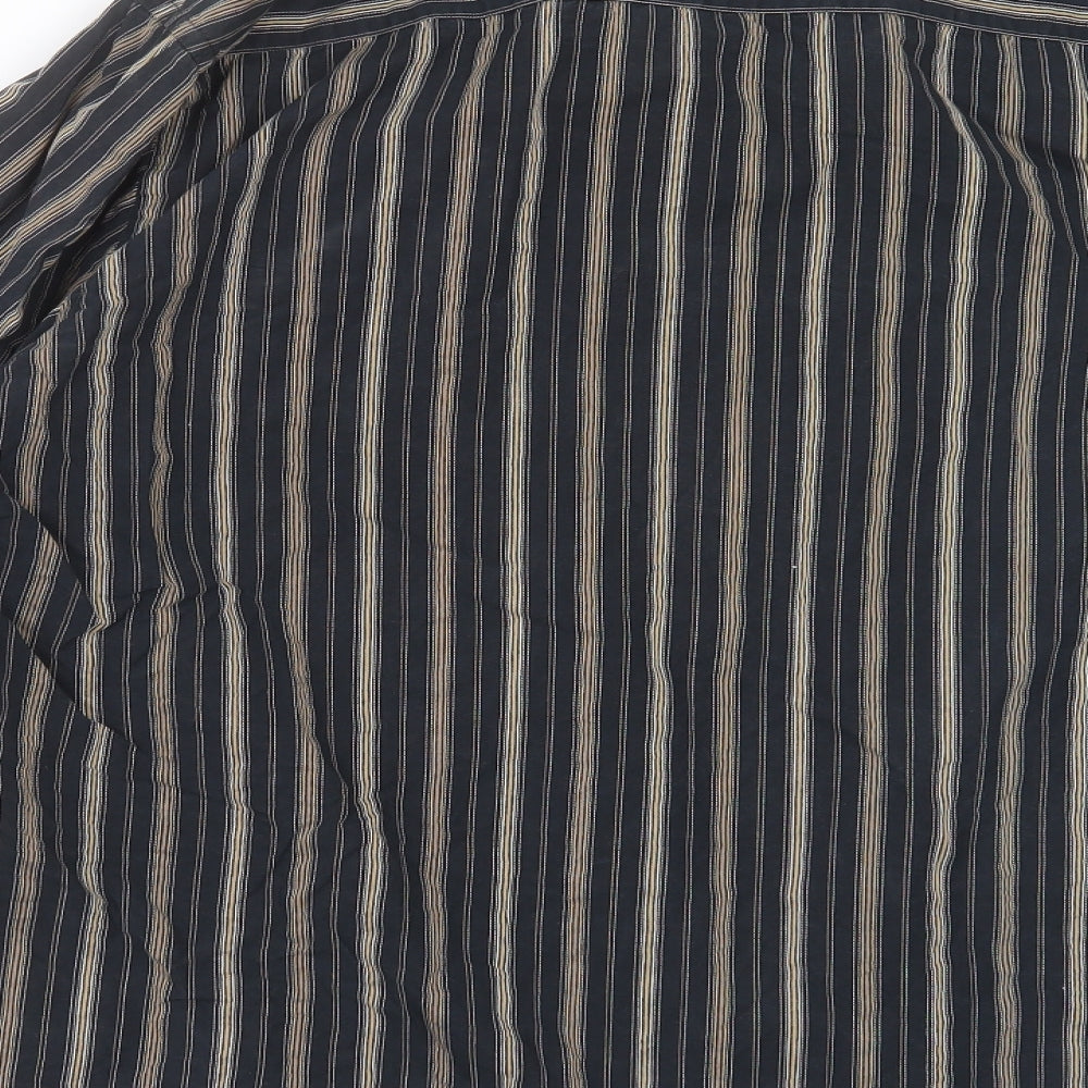 George Mens Black Striped Button-Up Size 16