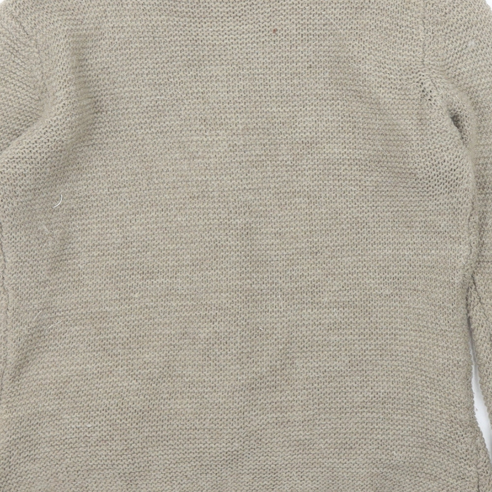 H Trend Womens Beige Cardigan Jumper Size S