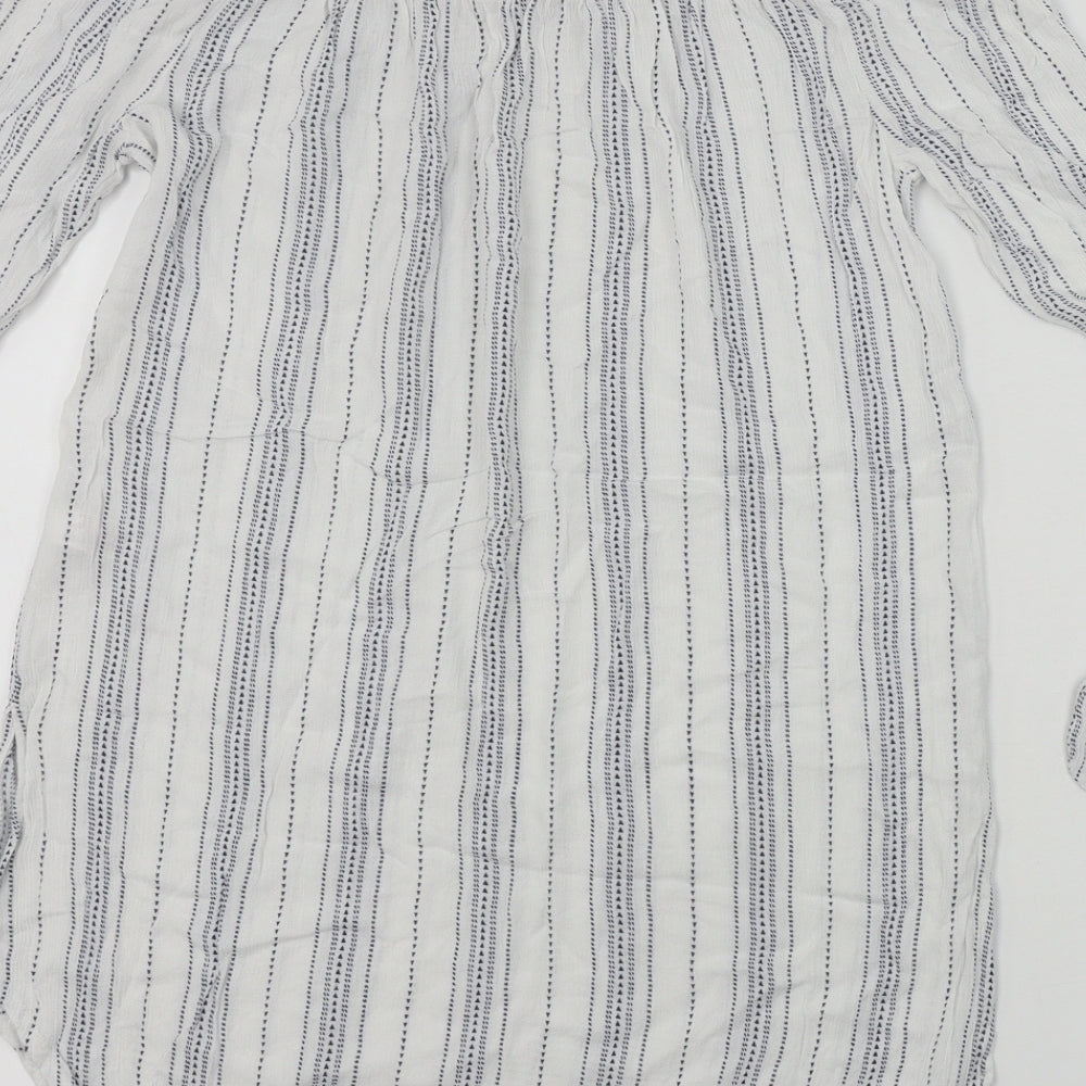 New Look Womens White Striped Basic Blouse Size M