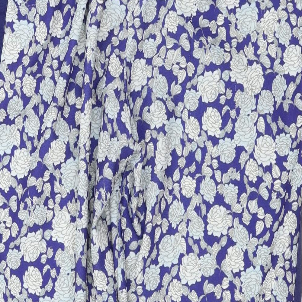 ASOS Womens Blue Floral Trousers Size 12 L24 in