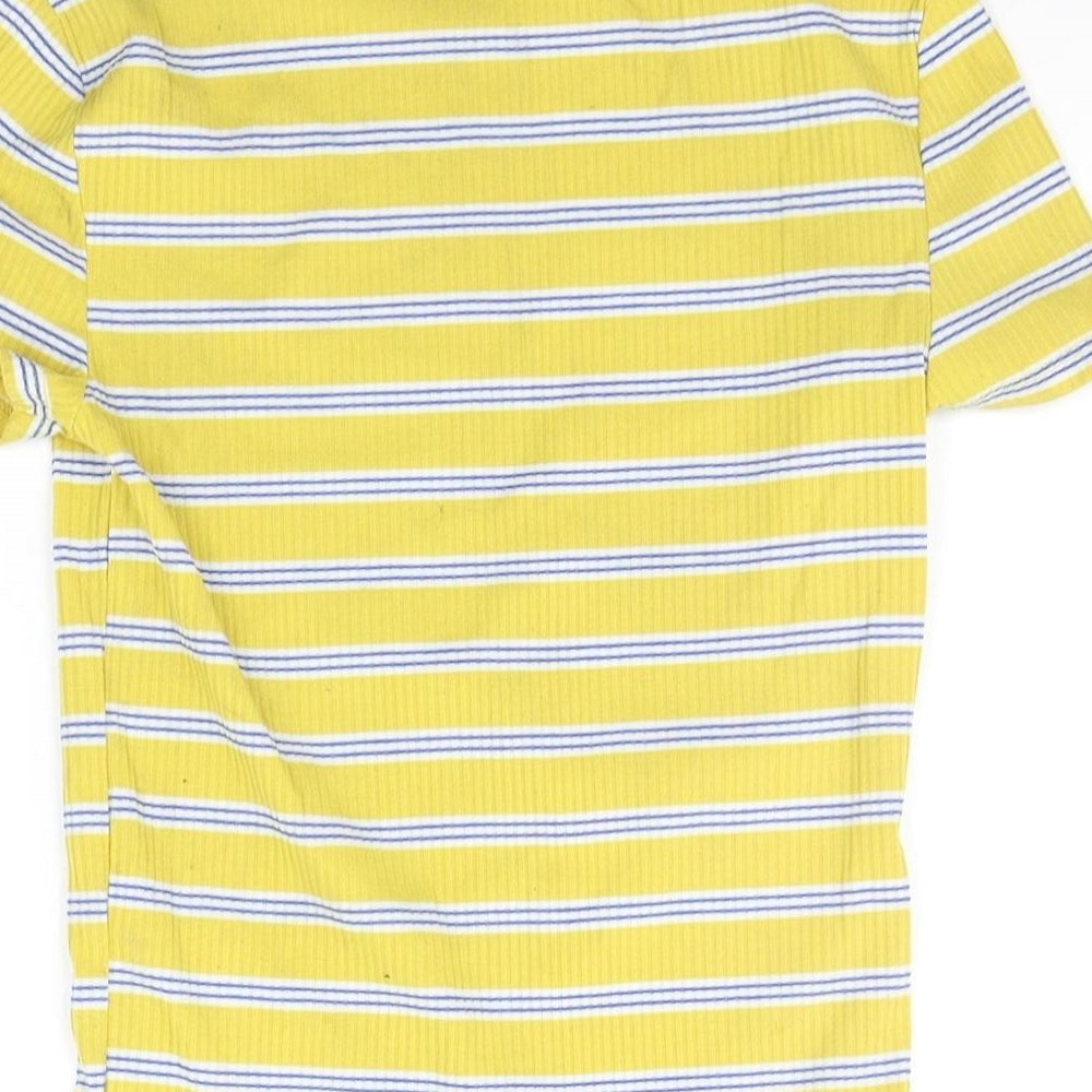 New Look Womens Yellow Striped Basic T-Shirt Size 6