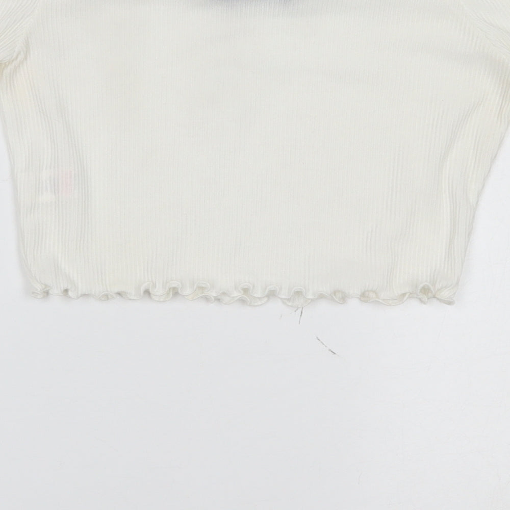 PRETTYLITTLETHING Womens White Cropped Blouse Size 6