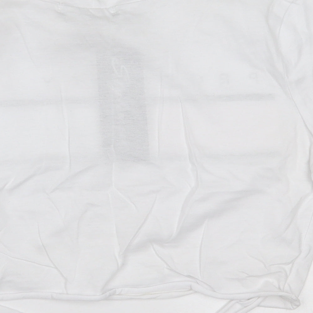 STYLEWISE Womens White Cropped T-Shirt Size S