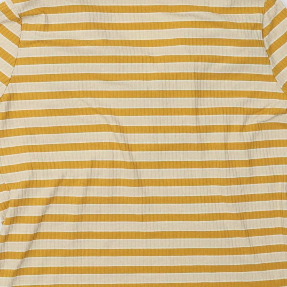 F&F Womens Yellow Striped Pullover Sweatshirt Size 12