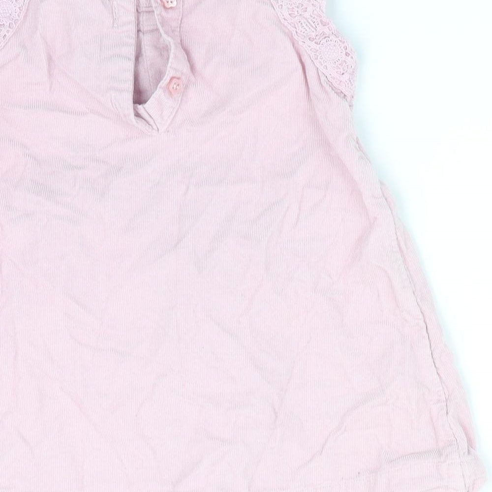 NEXT Girls Pink Corduroy Pinafore/Dungaree Dress Size 12-18 Months - Lace trim