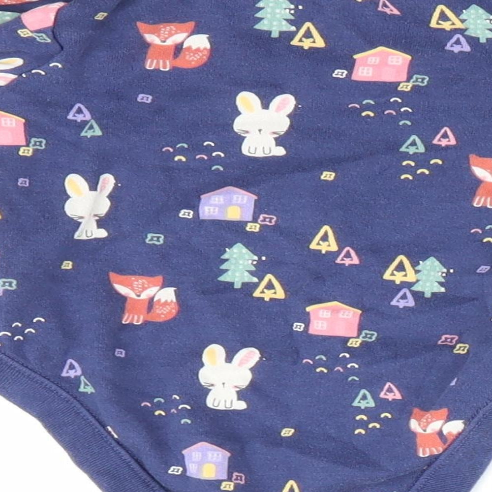 F&F Girls Blue Animal Print Romper One-Piece Size 0-3 Months - Rabbit Print