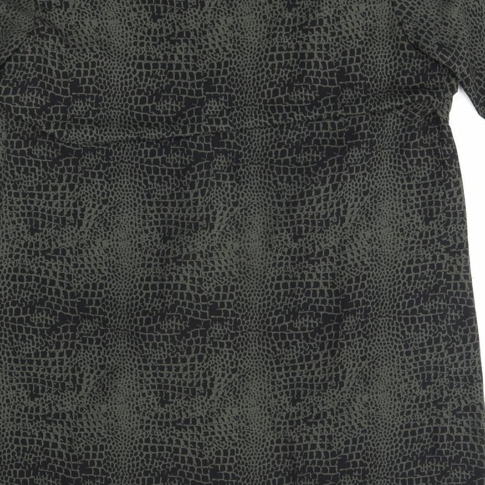 H&M Womens Green Animal Print Wrap Blouse Size 8