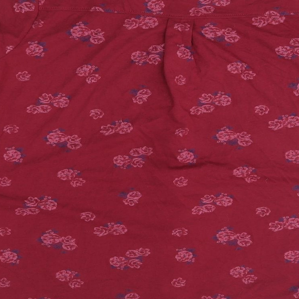 plum tree Womens Red Floral Basic Button-Up Size 12