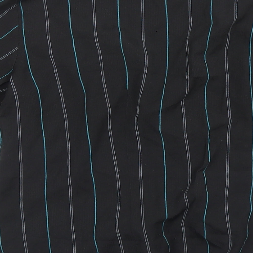 New Look Womens Black Striped Basic Button-Up Size 10