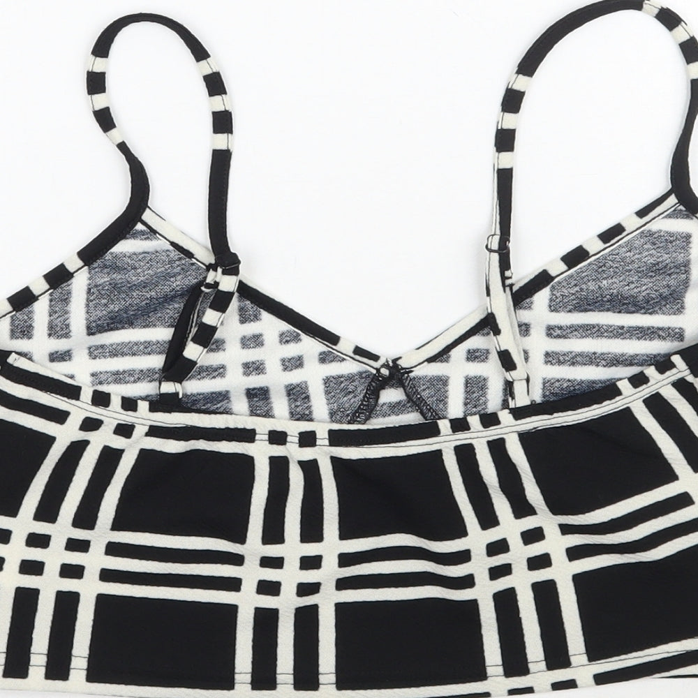SheIn Womens Black Plaid Basic Blouse Size M