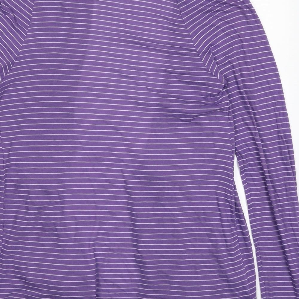 Marks & Spencer Womens Purple Striped Cardigan Jumper Size 10