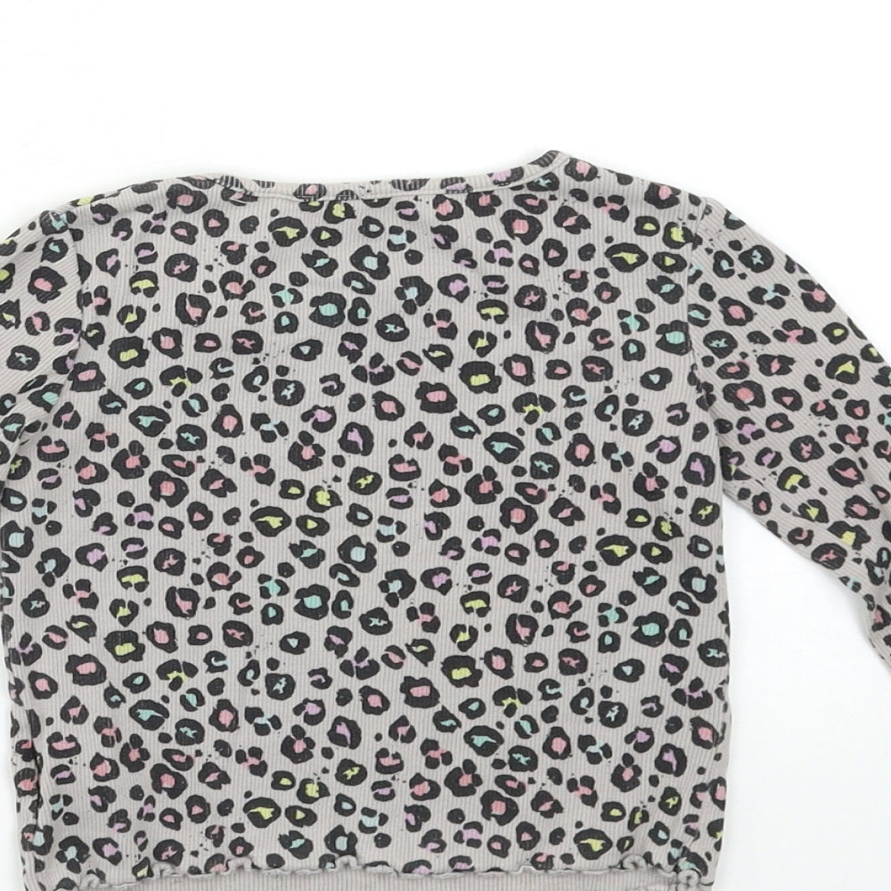 NXT Girls Grey Animal Print Basic T-Shirt Size 2-3 Years
