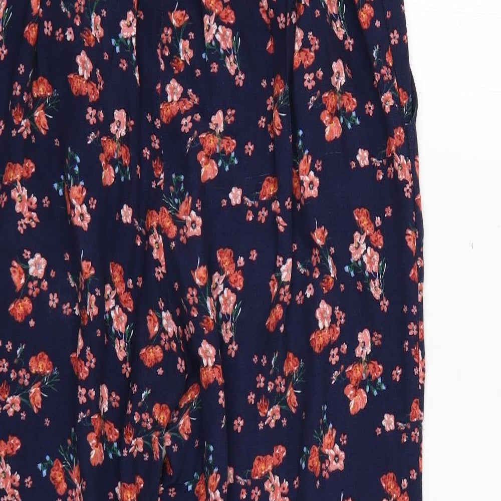 Monsoon Womens Blue Floral Trousers Size 8 L24 in