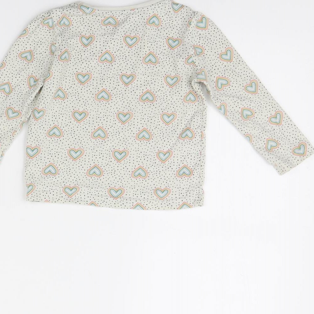 Primark Girls Beige Polka Dot Basic T-Shirt Size 2 Years