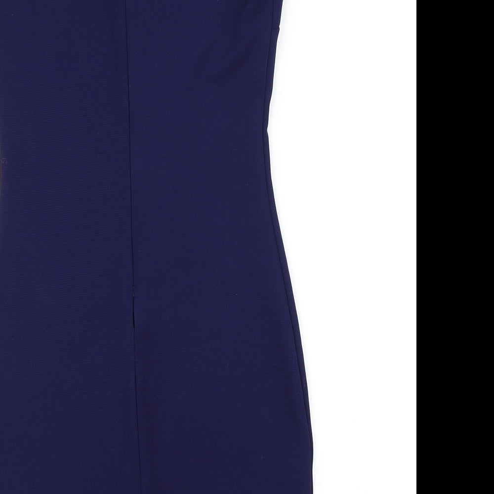 River Island Womens Blue Pencil Dress Size 8 - Mesh sleeve
