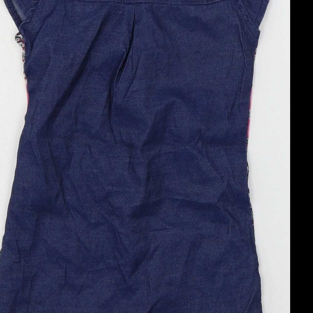 Zola Girls Blue Geometric Basic Button-Up Size S