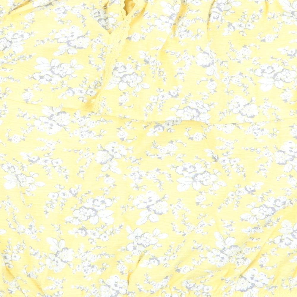 NEXT Womens Yellow Floral Basic Blouse Size 10
