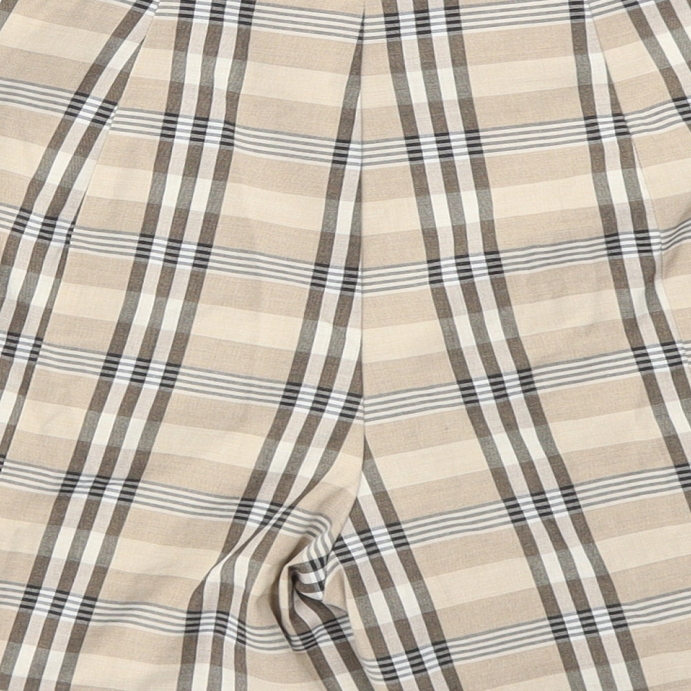 Mango Womens Brown Check Cut-Off Shorts Size 30 in