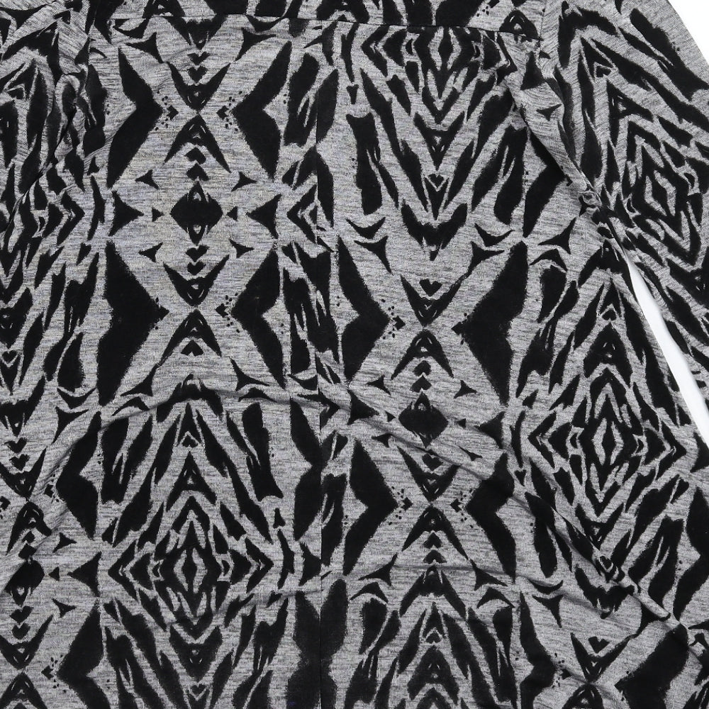 Ribbon Womens Grey Geometric Knit Jumper Dress Size 8