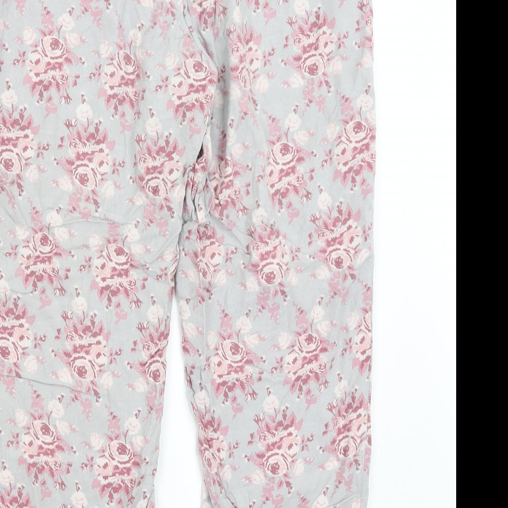 H&M Womens Blue Floral Trousers Size L L25 in