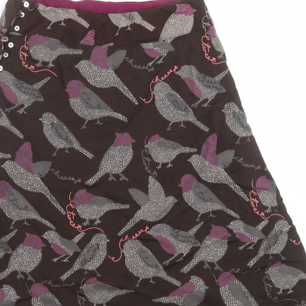 Preworn Womens Brown A-Line Skirt Size 28 in - Bird print