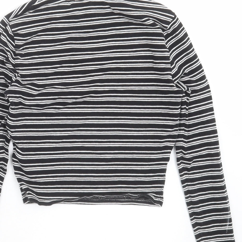 New Look Girls Black Striped Cropped T-Shirt Size 10-11 Years