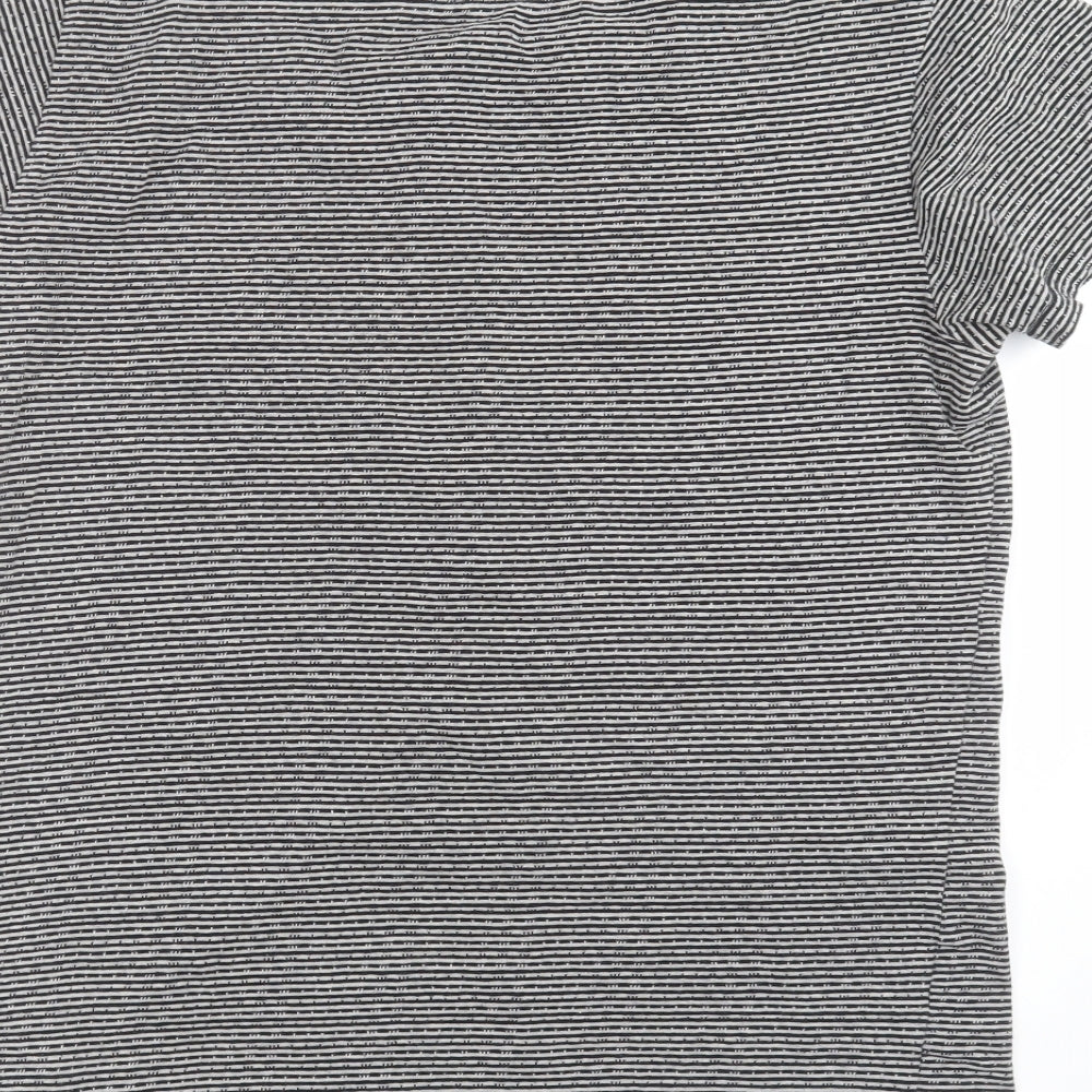 seven souls new york Womens Grey Striped Basic T-Shirt Size M