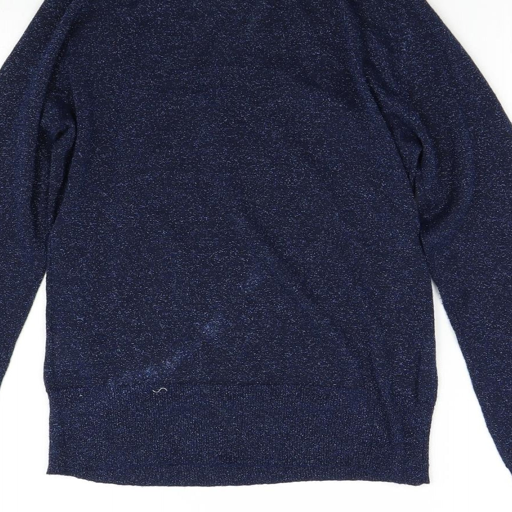 Reflections Womens Blue Knit Pullover Jumper Size M