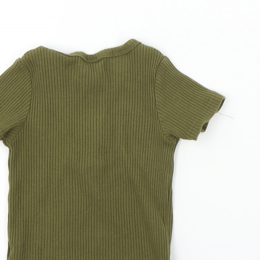 preworn Girls Green Basic T-Shirt Size 9-12 Months