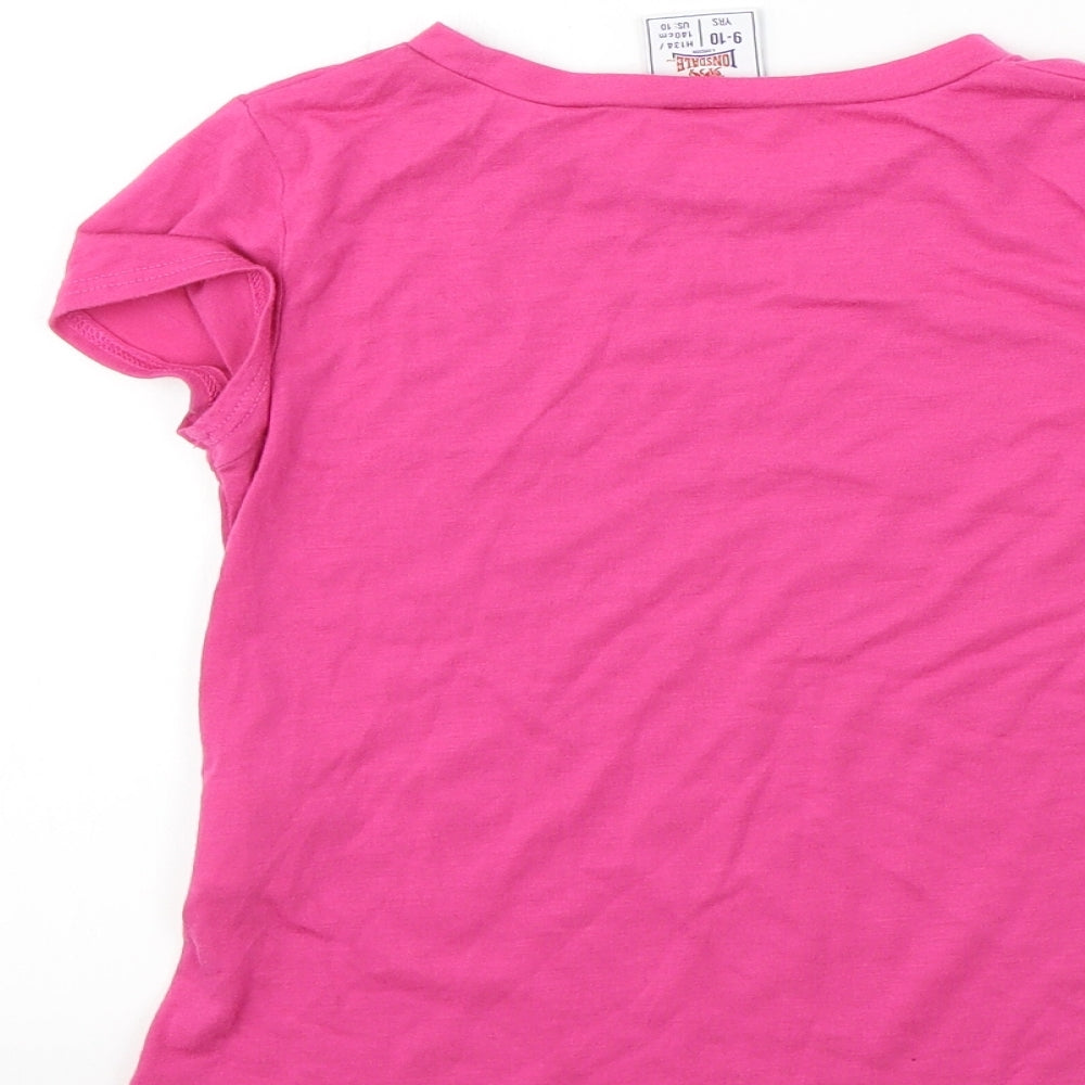 Lonsdale Girls Pink Basic T-Shirt Size 9-10 Years