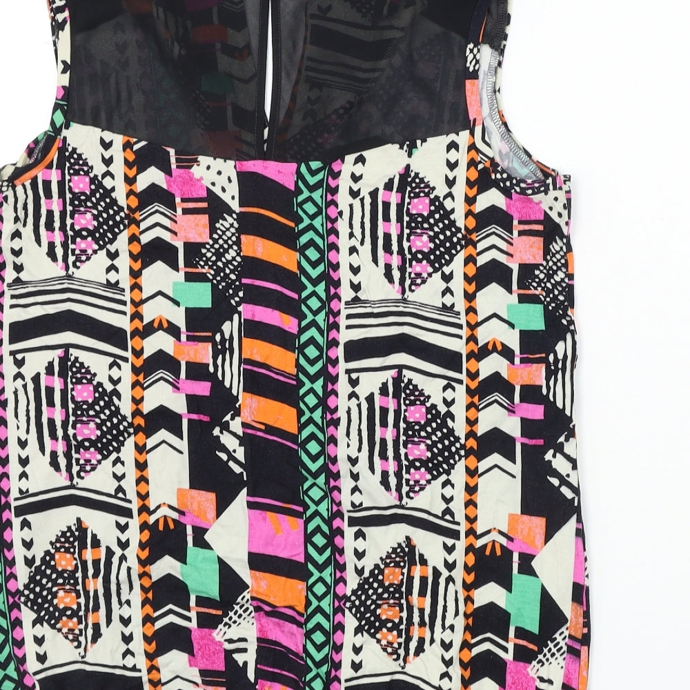 NEXT Womens Black Geometric Basic T-Shirt Size 10