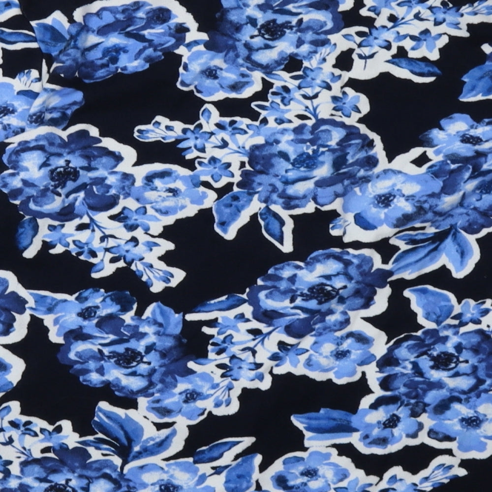 Jones New York Womens Blue Floral Pullover Sweatshirt Size L