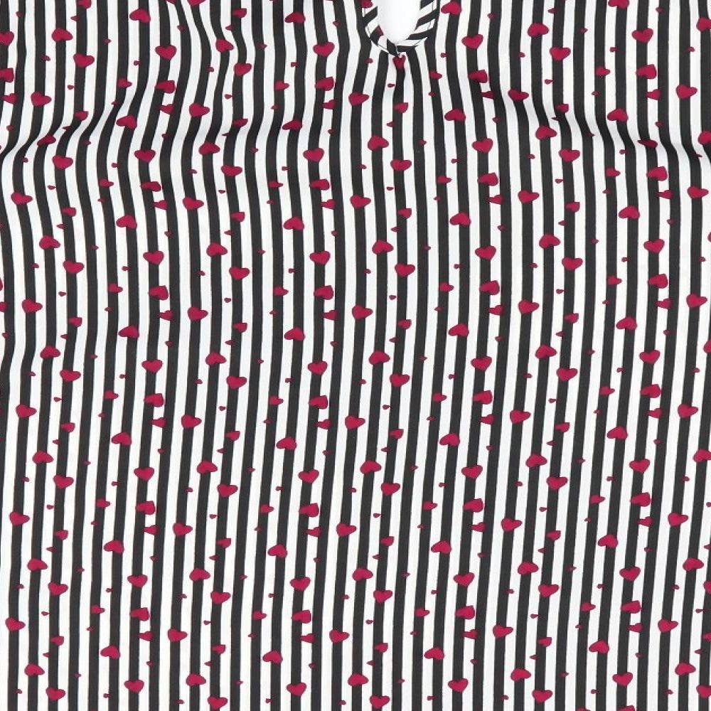 Papaya Womens Black Striped Basic Blouse Size 12 - Choker style neck