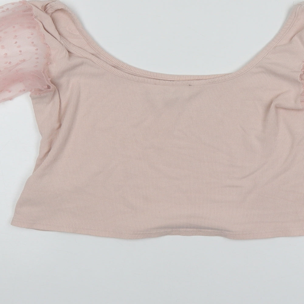 Lily Rose Womens Pink Cropped Blouse Size 12