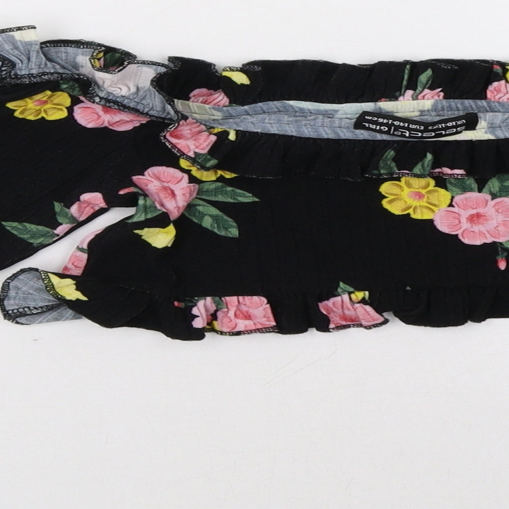 Select Girls Black Floral Camisole Blouse Size 10-11 Years