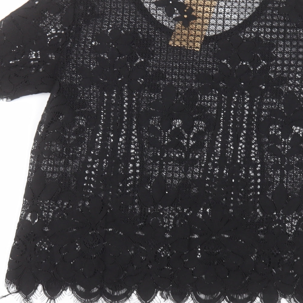 Melya Melody Womens Black Basic T-Shirt Size M